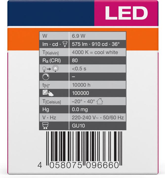 Actual product image Osram LED Spot Value (GU10, 6.90 W, 575 lm, 1 x, F)