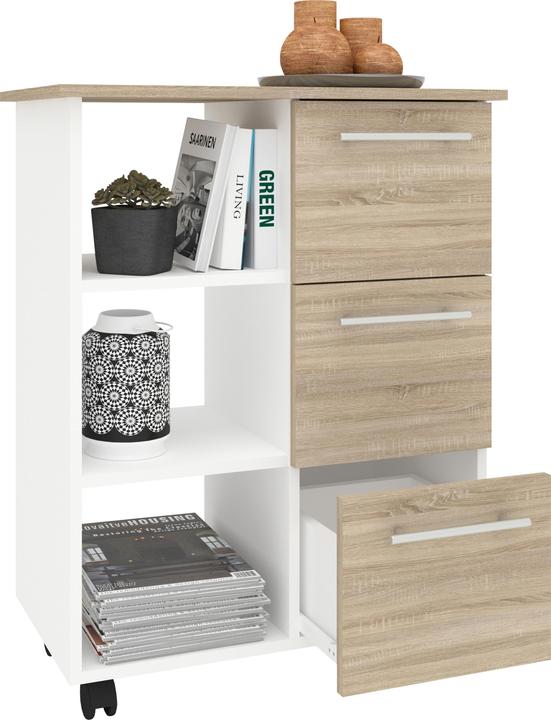 Actual product image VCM Wooden Kitchen Trolley Serving Trolley Shelf Rollable Castors Drawer Esilo