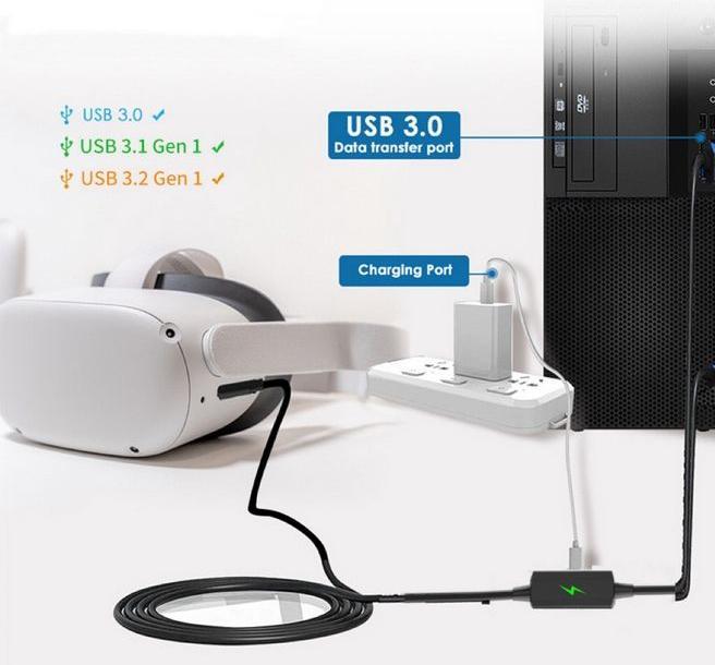 Produktbild MU Classic VR Link Kabel mit USB Typ-C Ladeanschluss Meta Quest 3/3S Series