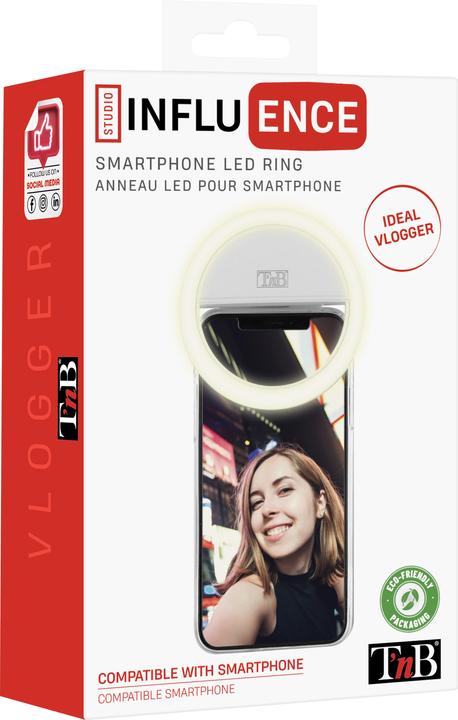 Produktbild T'nB Influence LED Ring Clip für Smartphone, 6500K,125 mAh Akku