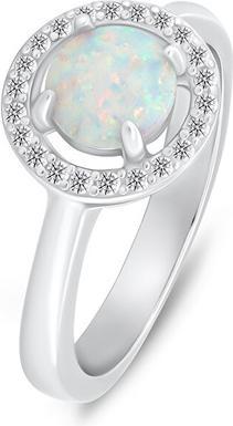 Brilio Silver - Delicate silver ring with opal and zircons RI108W - Circuit: 54 mm (54)