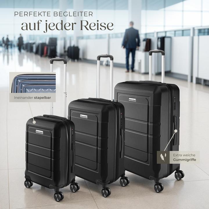 Actual product image tectake Hardshell Suitcase Set Brice - L, M & S sizes, made from ABS plastic, 360° swivel wheels, expandable (111 l, XL (from 140l))