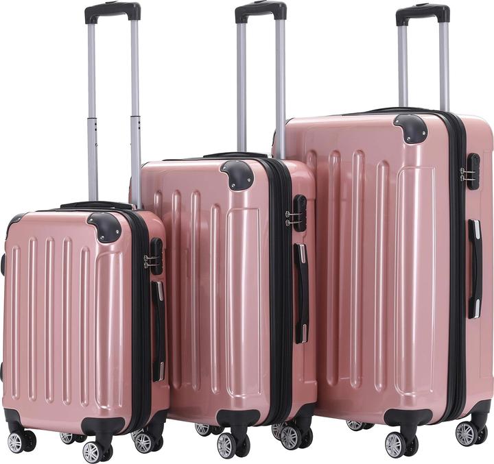 Actual product image Beibye Set of 3 Suitcases, Pink Gold (M (50 - 90l), L (90 - 115l), XL (from 140l))