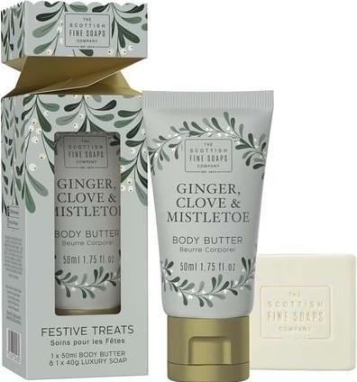 Scottish Fine Soaps Festive Treats Ginger. Clove & Mistletoe Mini Body Care Gift Set