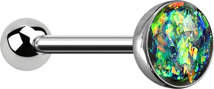 Immagine prodotto Star Piercing Barbell silber mit Kugel und Kugel Opal dunkelgrün (senza ottone, Acciaio chirurgico 316L)