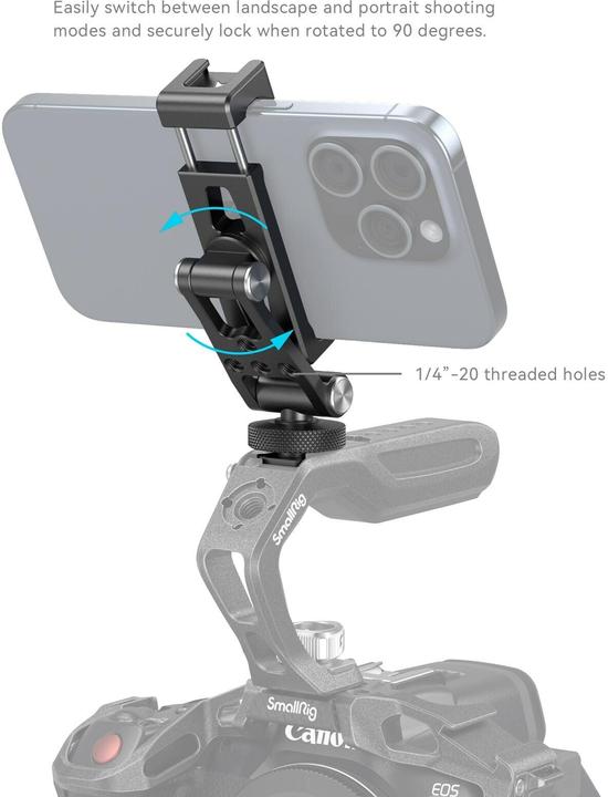 Produktbild SmallRig Metal Phone Holder with Cold Shoe Mount (Gimbal Zubehör, Cage Zubehör, Diverses Video Zubehör)