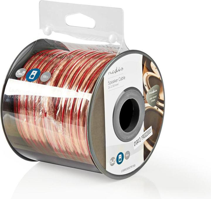 Nedis Lautsprecherkabel| 2x 2.50 mm²| Kupfer| 15.0 m| rund| PVC| Transparent| - Verlän (15 m, 2.50 mm²)