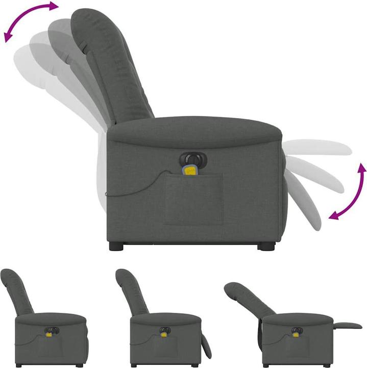 Produktbild VidaXL Elektrischer Massagesessel mit Aufstehhilfe Dunkelgrau Stoff