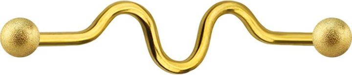 Produktbild Star Piercing Barbell vergoldet zig zag mit zwei Kugeln gesprenkelt (ohne Messing, Chirurgenstahl 316L)