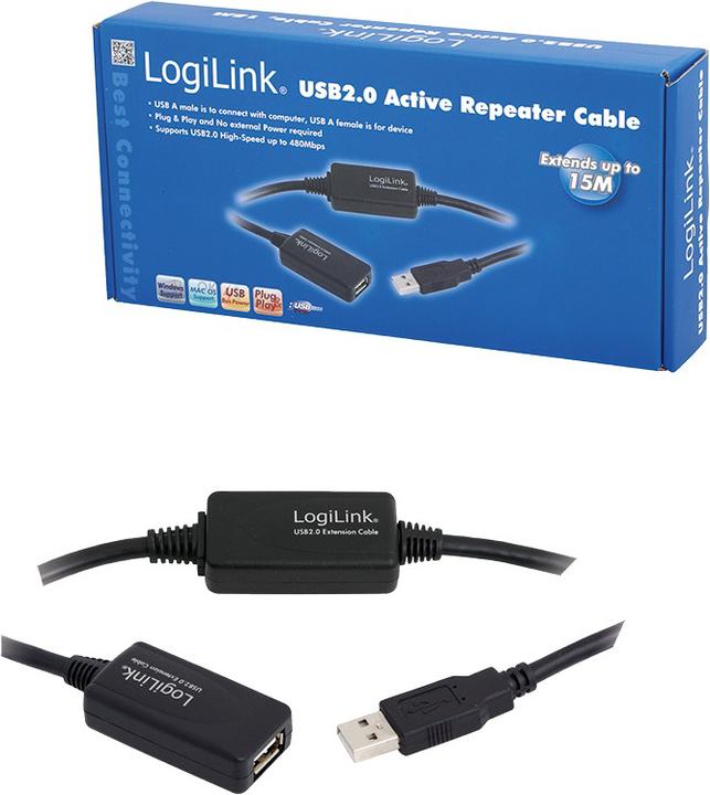 Image du produit LogiLink USB A - A (15 m, USB 2.0)