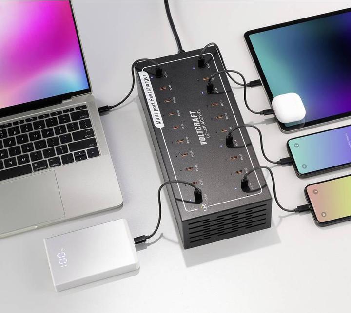 Actual product image Voltcraft UC-20C400W01 USB Ladegerät 400 W 20x USB-C® USB PD Innenbereich USB Po (400 W)