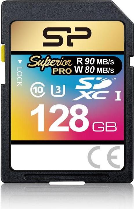Actual product image Silicon Power memory card SDXC 128GB Superior Pro UHS-1 U3 (128 GB, SDXC, U3, UHS-I)