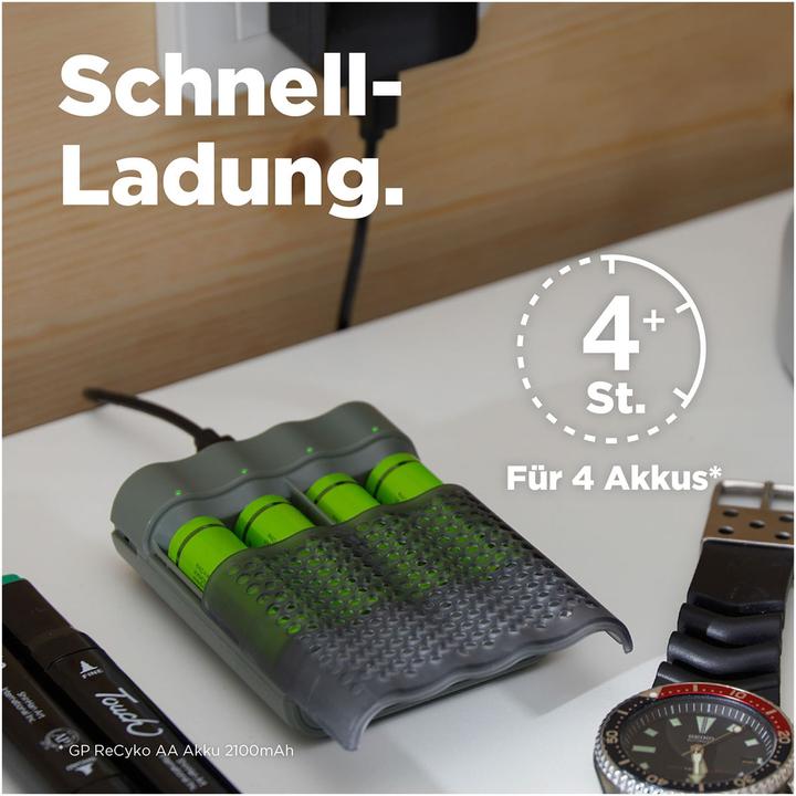 Image du produit GP Batteries ReCyko M451/270 4-Port USB Ladegerät inkl.4xAA NiMh 2600mAh (5 pcs, AA, 2600 mAh, Batterie)