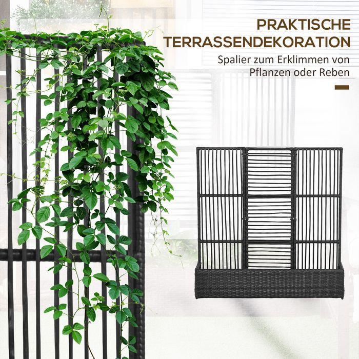 Immagine prodotto Swisshandel24 Letto rialzato in polyrattan con traliccio, fioriera, fioriera, aiuola, nero, 103x103x29cm