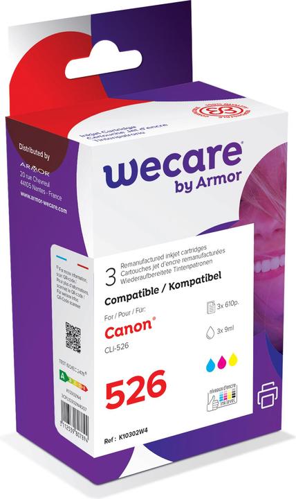 Wecare Multipack ricostruito CMY CLI-526PA per Canon PIXMA iP 4850 3x9ml (CL)