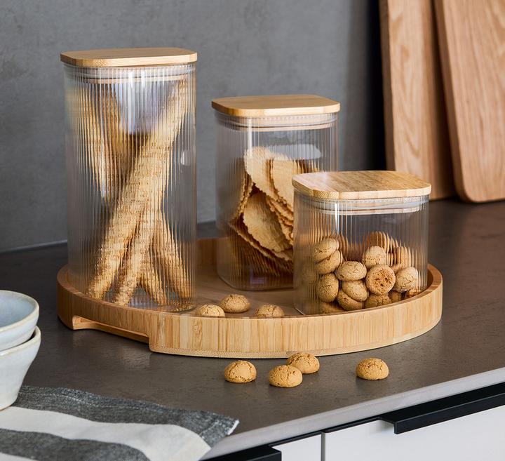 Productafbeelding Zeller Present Vorratsglas mit Bambusdeckel eckig 1500 ml 10x10x20.5 cm (1.50 l)