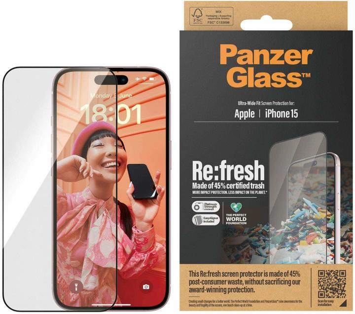 Immagine prodotto PanzerGlass Re:fresh (1 Pezzo/i, Apple iPhone 15)