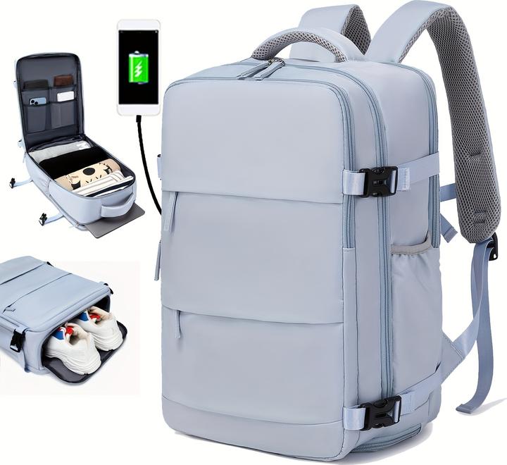 Image du produit PhoneLook Sac à dos de voyage pour avion avec compartiment ordinateur portable et chaussures et port USB