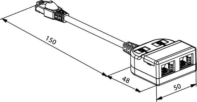 Produktbild Telegärtner Teleg„rtner T-Adapter mit Kabelanschluá Kat.5e, 2 x 10BaseT