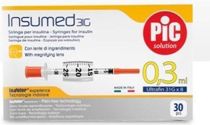 PIC Spritze Insulin 0.3ml Luer Nadel (Insulinspritze)