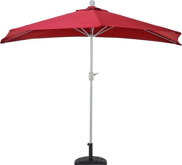 Produktbild Mendler Sonnenschirm halbrund, Halbschirm Balkonschirm, UV 50+ Polyester/Alu 3kg, 300cm bordeaux mit Ständer (2.85 m)