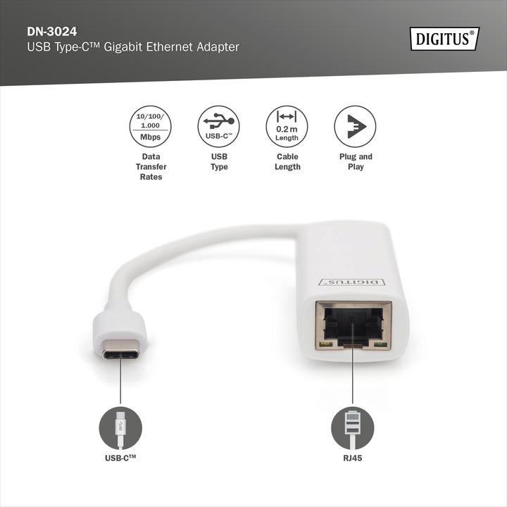 Actual product image Digitus DN-3024 (USB-C 3.0, RJ45 (1x))