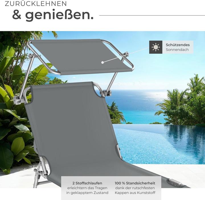 Actual product image tectake Sun lounger with sun shade (190 cm)