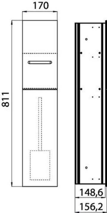 Actual product image Emco WC module ASIS 2.0 UP 811x170mm door hinge left black
