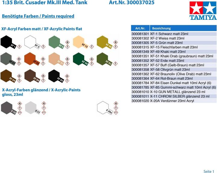 Produktbild Tamiya British Cruiser Tank Mk.VI Crusader Mk.III