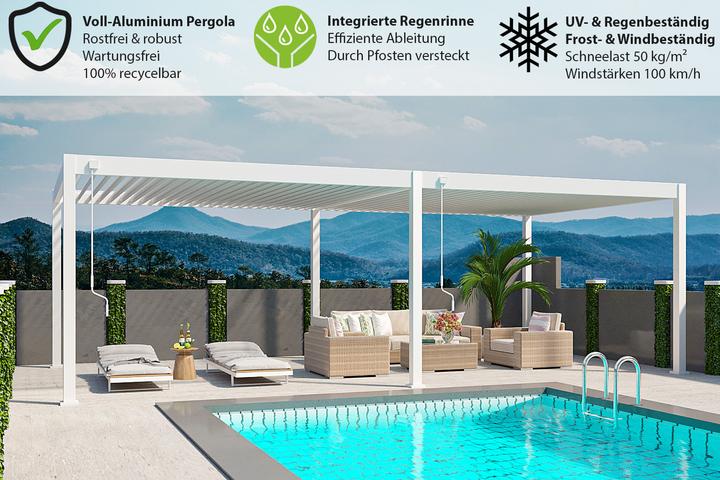 Image du produit Weide Pergola Deluxe Plus 4x8m avec toit à lamelles Blanc (400 cm, 800 cm)