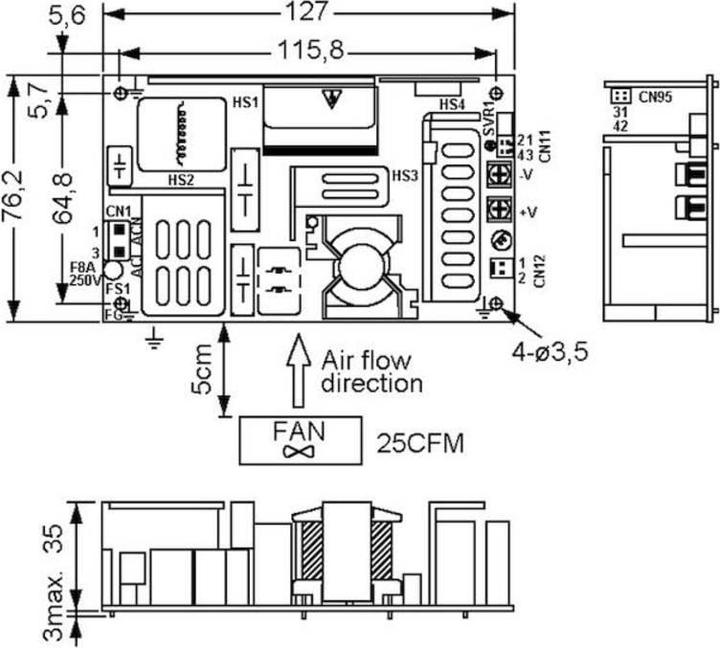 Produktbild MeanWell Schaltnetzteile Serie EPP-400 Open-frame Single Output Leistung: 400W