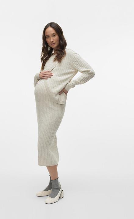 Image du produit Mamalicious Normal geschnitten Rundhals Gerippte Ärmelbündchen Strickoberteil Gestricktes Oberteil