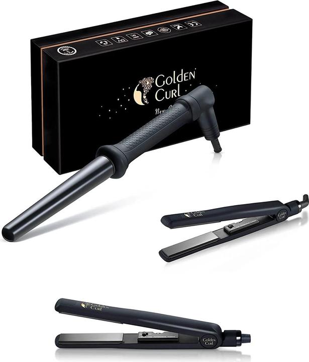 Actual product image Golden Curl The Luxury Set, Black (Straightening iron)