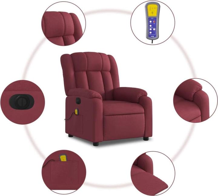 Actual product image VidaXL Massage armchair TV armchair Relax armchair Recliner armchair Wine red fabric