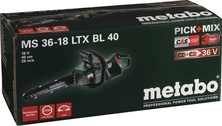 Image du produit Metabo MS 36-18 LTX BL 40 (Tronçonneuse à batterie)