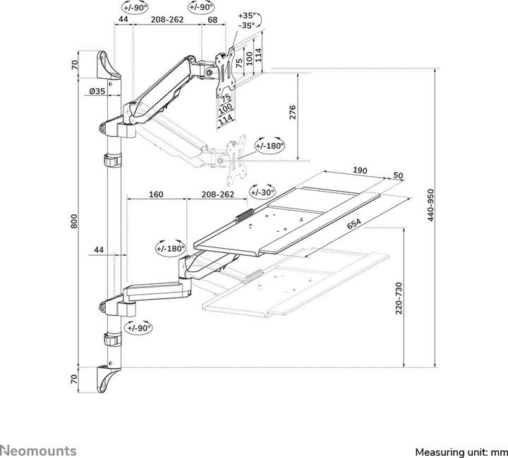 Nährwerte und Zutaten Neomounts Wandhalterung Bildschirm + Tastatur 17-32"/100x100/voll beweglich (Wand, 32")