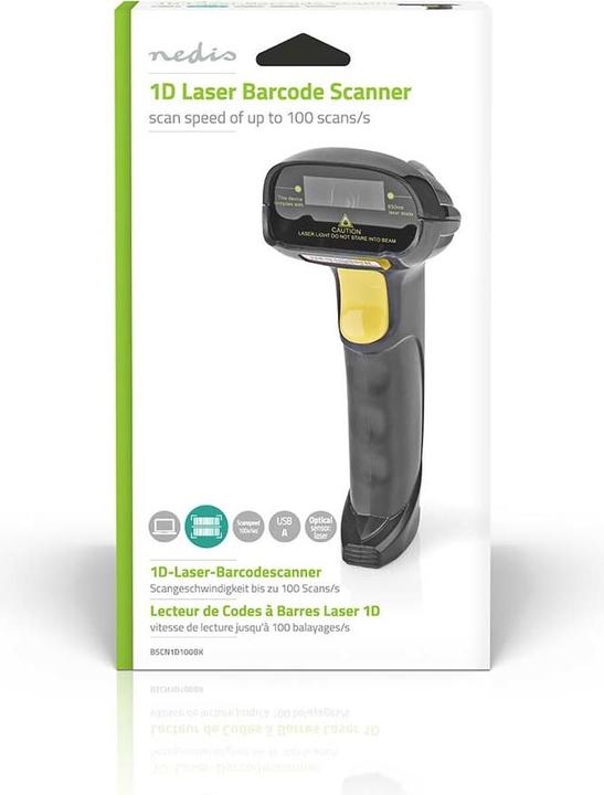 Actual product image Nedis Barcodescanner | Laser | Wired | 1D Linear | Power supply via USB | USB2.0 (1D barcodes)