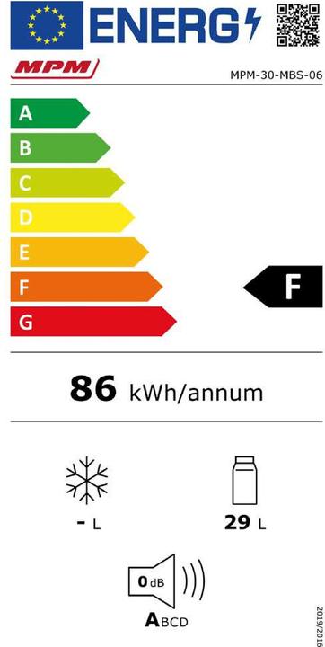 Energy Label MPM 30-MBS-06 Minibar-Kühlschrank