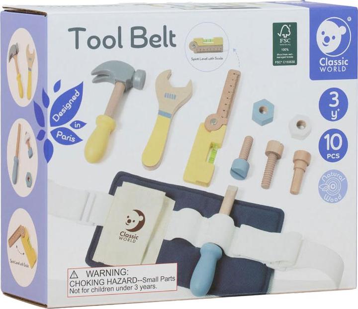 Actual product image Classic World Wooden tool belt, 10 pcs.