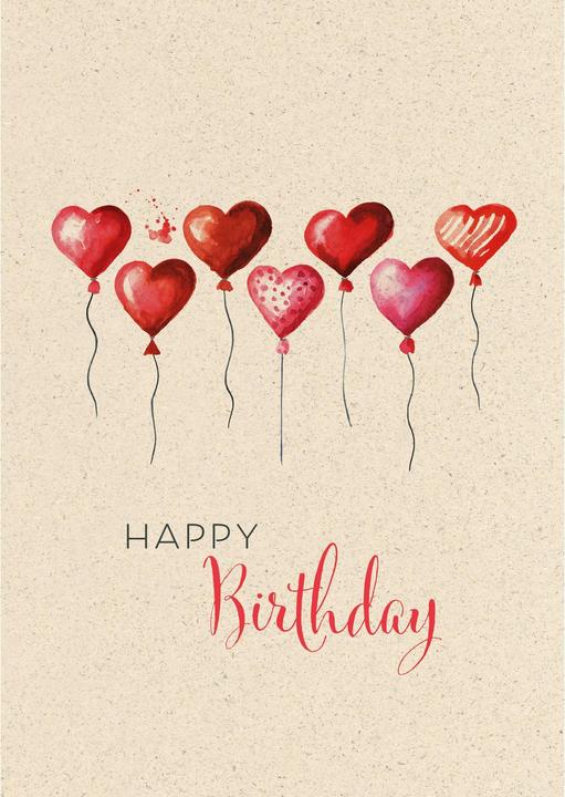 Actual product image Birthday Card Heart Balloons A4 (1 pcs.)