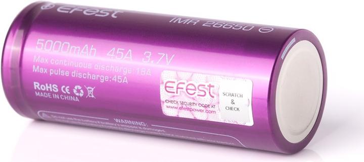Actual product image Efest Battery Purple IMR26650, unprotected (1 pcs., 26650, 5000 mAh)