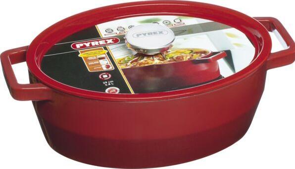 Immagine prodotto Pyrex Pentola in ghisa 29cm 3,8l SLOWCOOK ovale rosso (Pirofila + casseruola, Ghisa)
