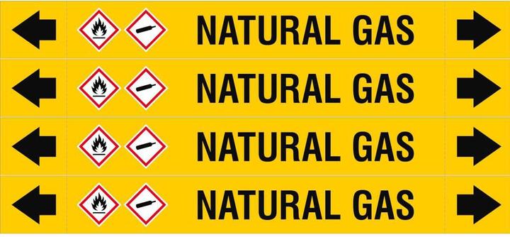 Label énergétique Brady ASME - Marqueurs de tubes - Gaz naturel