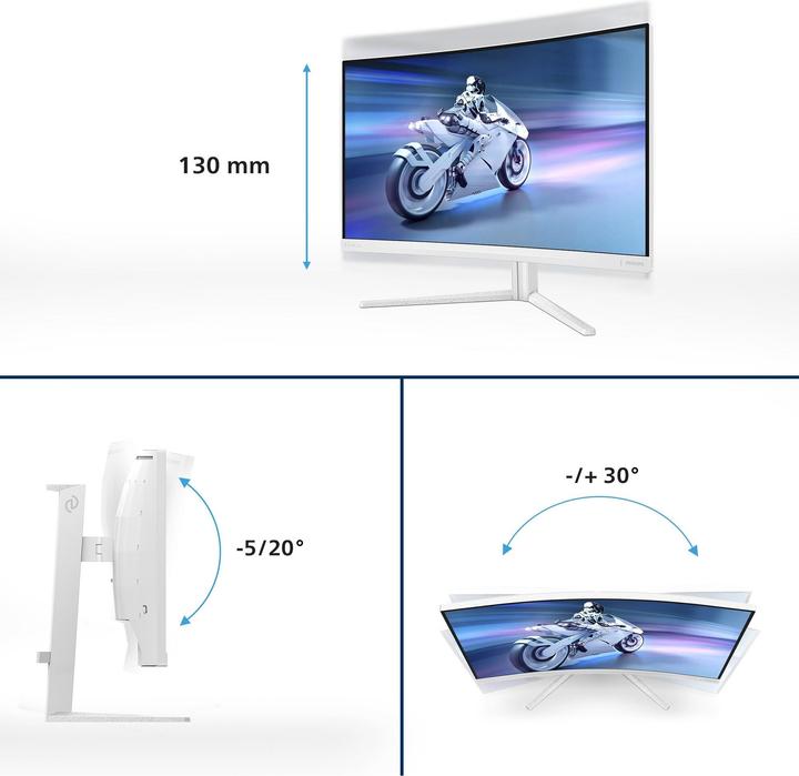 Immagine prodotto Philips Evnia 27M2C5501 - Monitor da gioco curvo QHD da 27 pollici, bianco (2560 x 1440 pixel, 27")