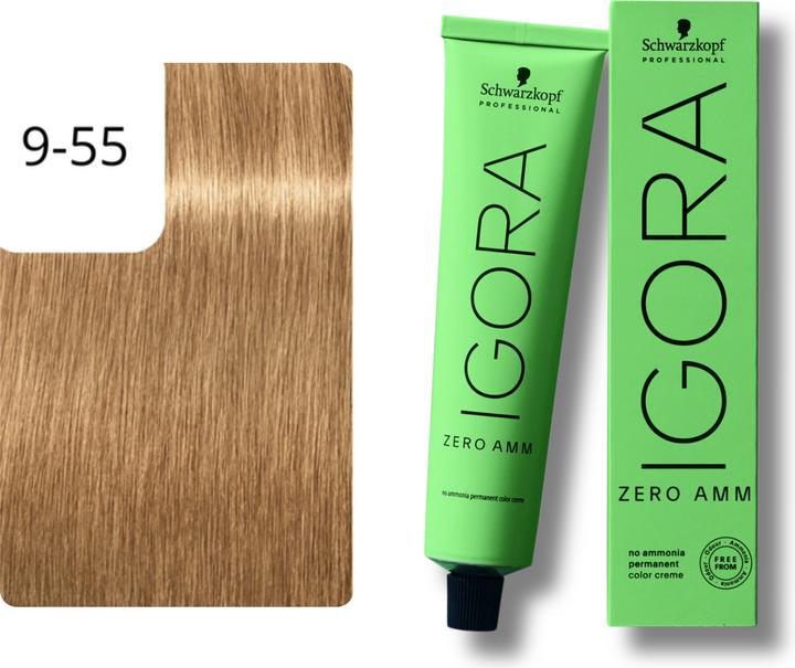 Actual product image Schwarzkopf Igora Zero AMM - 9-55 Extra Light Blonde Gold Extra (9-55 Extra Light Blonde Gold Extra)