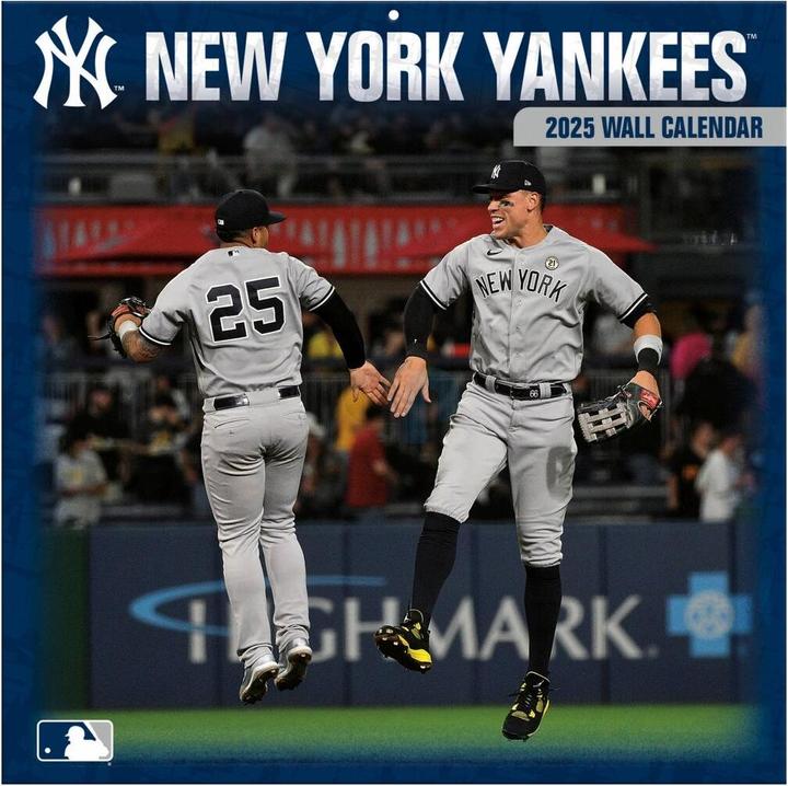 Immagine prodotto MLB - New York Yankees - Calendario da parete della squadra 2025 30,5 x 30,5 cm (30,5 x 30,5 cm, Francese, Italiano, Spagnolo, Tedesco, Inglese)
