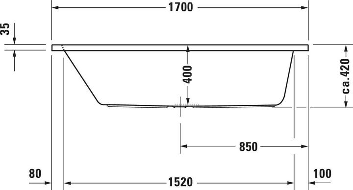 Actual product image Duravit Rectangular whirlpool tub D-CODE 110 l 1700x700 we 1 RS Jet Project (110 l, 170 cm, 70 cm)