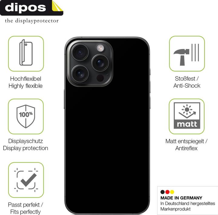 Produktbild Dipos Full Cover Schutzfolie Matt (1 Stück, Apple iPhone 15 Pro Max)