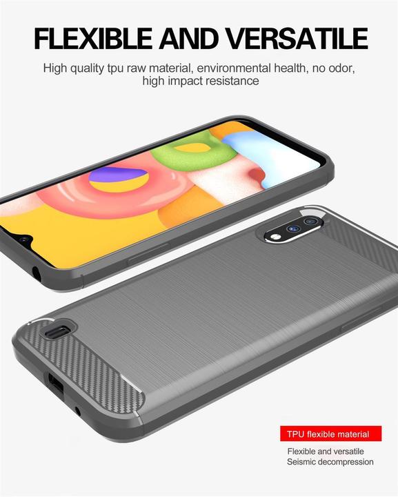 Image du produit Cadorabo TPU Ultra Slim carbon edelstahl Combi Cover (Samsung Galaxy A01)