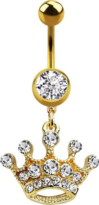 Image du produit Star Piercing Banane dorée avec pendentif couronne argentée (Acier chirurgical 316L, sans laiton)